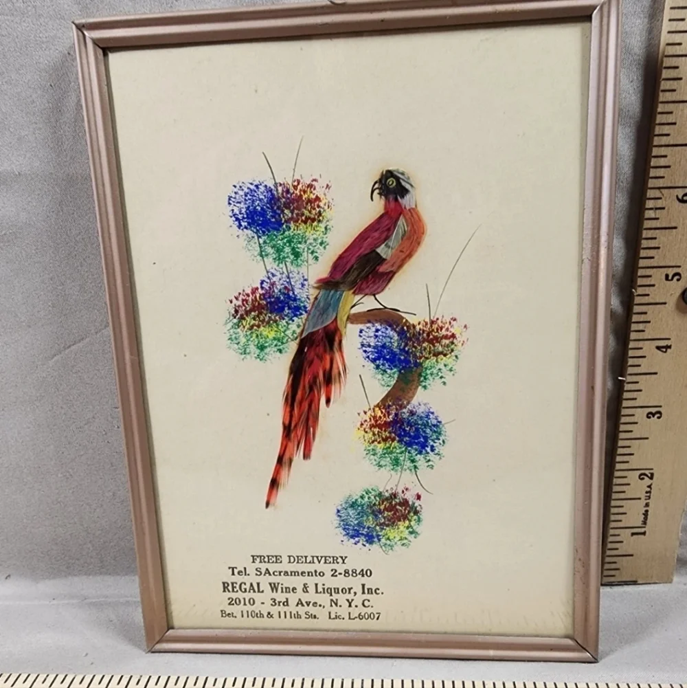 Antique Regal Wine & Liquor INC. Calendar Advertising Sign Real Feather